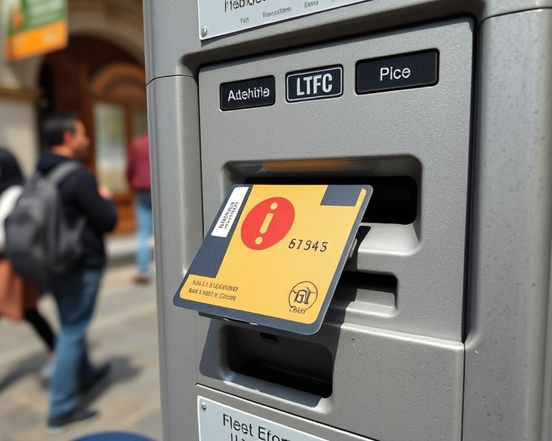 Antes — Frente del terminal con un dispositivo extraño sobre la lectora.