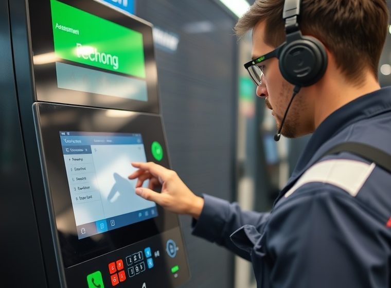 Terminal de autoservicio con protección anti-skimming instalada